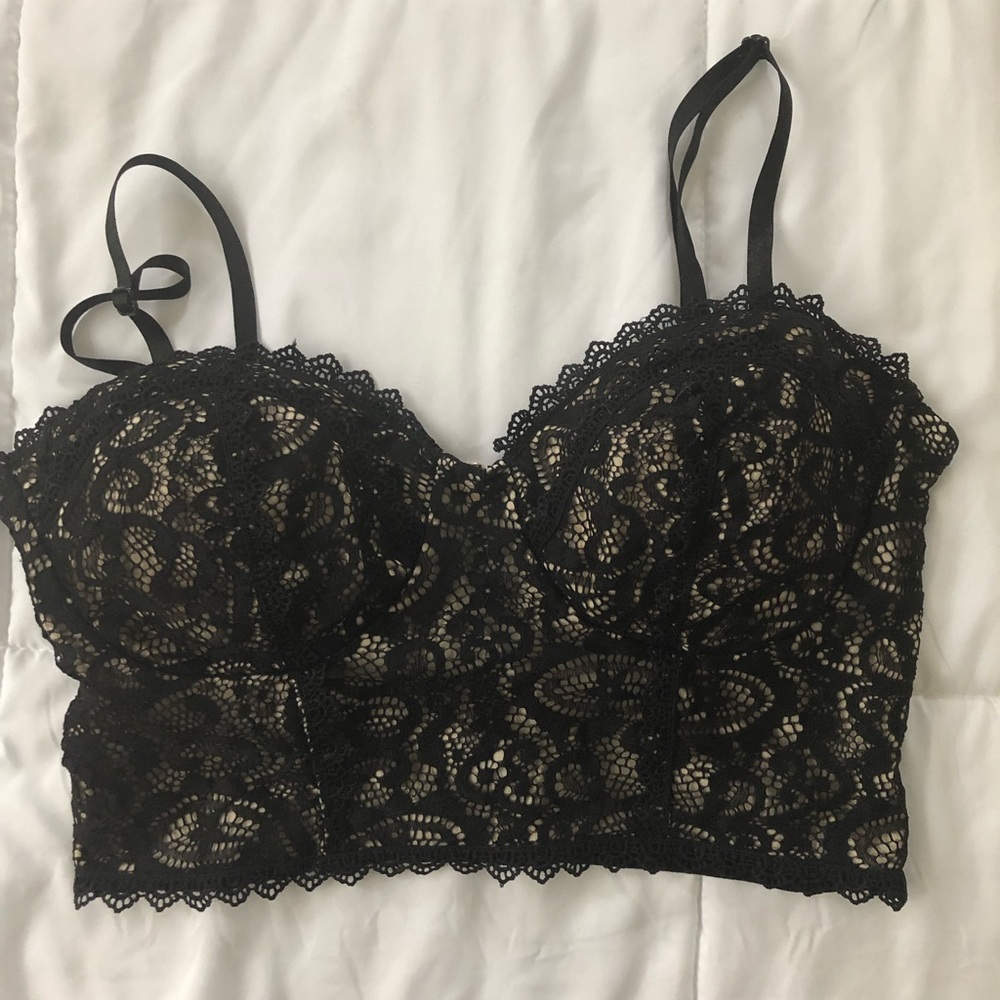 Black Lace Bralett Top